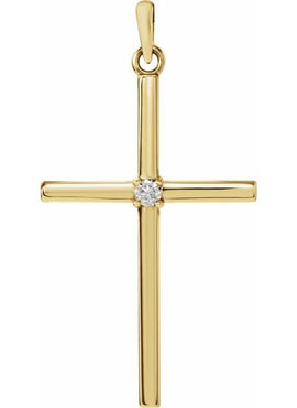 14K White Gold .01 CT Natural Diamond Cross Pendant
