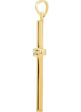 14K White Gold .01 CT Natural Diamond Cross Pendant