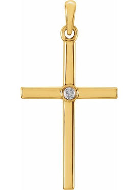 Platinum .01 CT Natural Diamond Cross Pendant