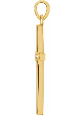Platinum .01 CT Natural Diamond Cross Pendant