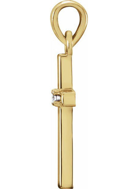 14K White Gold .01 CT Natural Diamond Cross Pendant