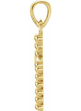 14K Yellow Gold Beaded Cross Pendant