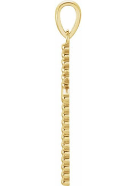 14K Yellow Gold Beaded Cross Pendant