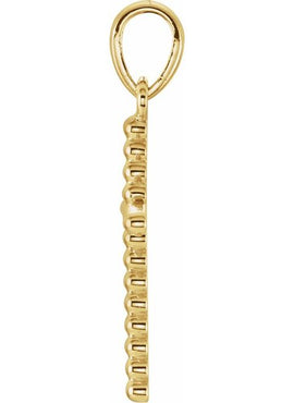 14K Yellow Gold Beaded Cross Pendant