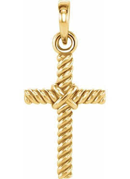 14K White Gold 13.5x8.6 mm Rope Cross Pendant