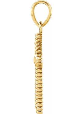 14K White Gold 13.5x8.6 mm Rope Cross Pendant