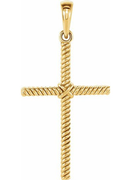 14K White Gold 13.5x8.6 mm Rope Cross Pendant