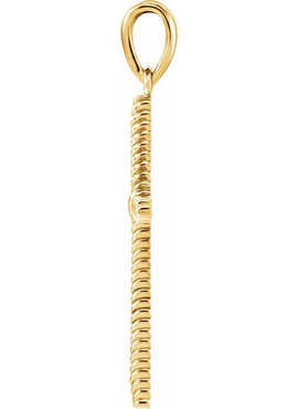 14K White Gold 13.5x8.6 mm Rope Cross Pendant