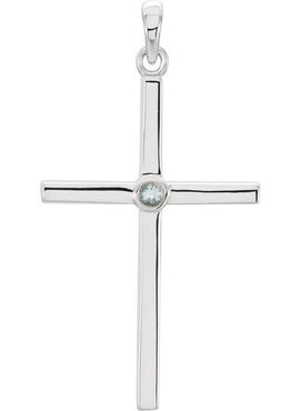 Platinum .01 CT Natural Diamond Cross Pendant