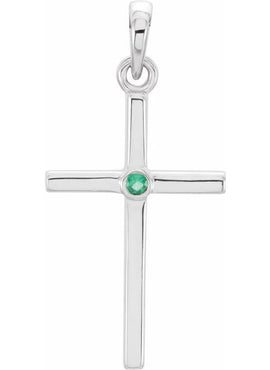 Platinum .01 CT Natural Diamond Cross Pendant