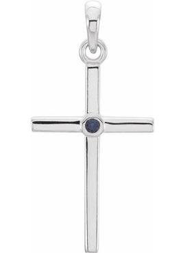 Platinum .01 CT Natural Diamond Cross Pendant