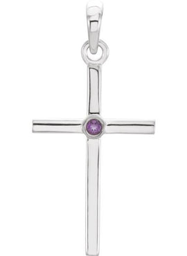 Platinum .01 CT Natural Diamond Cross Pendant