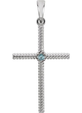 14K Yellow Gold .015 CT Natural Diamond Cross Pendant