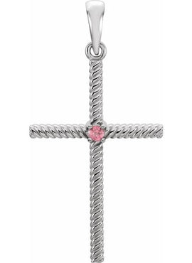 14K Yellow Gold .015 CT Natural Diamond Cross Pendant