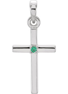 14K White Gold .01 CT Natural Diamond Cross Pendant