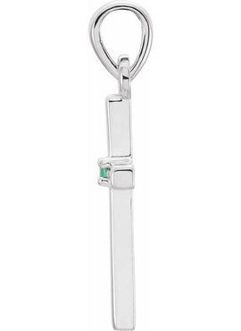 14K White Gold .01 CT Natural Diamond Cross Pendant