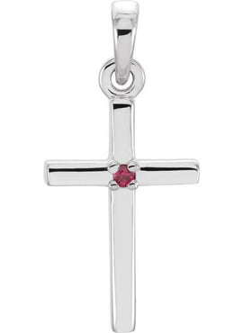 14K White Gold .01 CT Natural Diamond Cross Pendant