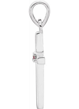 14K White Gold .01 CT Natural Diamond Cross Pendant
