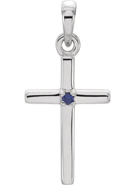 14K White Gold .01 CT Natural Diamond Cross Pendant