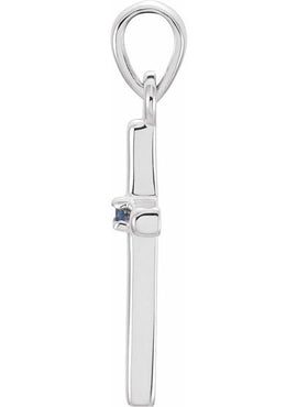 14K White Gold .01 CT Natural Diamond Cross Pendant