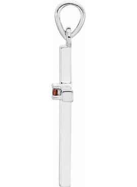 14K White Gold .01 CT Natural Diamond Cross Pendant