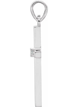 14K White Gold .01 CT Natural Diamond Cross Pendant