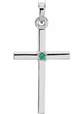 14K White Gold .01 CT Natural Diamond Cross Pendant