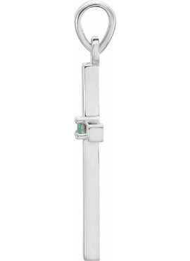 14K White Gold .01 CT Natural Diamond Cross Pendant