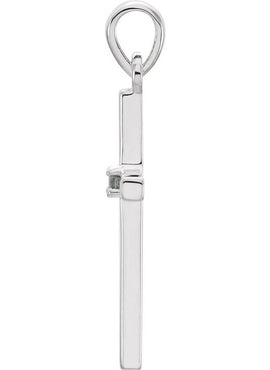 14K White Gold .01 CT Natural Diamond Cross Pendant