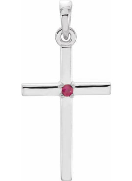14K White Gold .01 CT Natural Diamond Cross Pendant