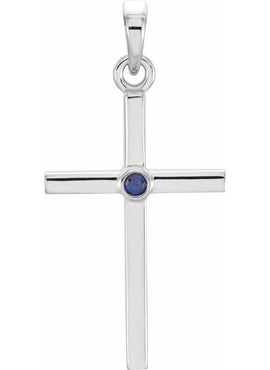 14K White Gold .01 CT Natural Diamond Cross Pendant