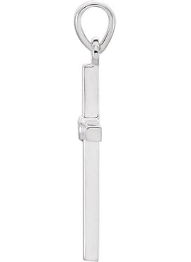 14K White Gold .01 CT Natural Diamond Cross Pendant