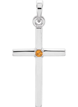 14K White Gold .01 CT Natural Diamond Cross Pendant