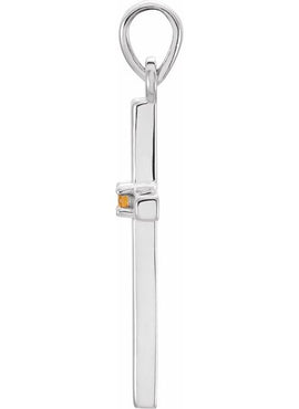 14K White Gold .01 CT Natural Diamond Cross Pendant