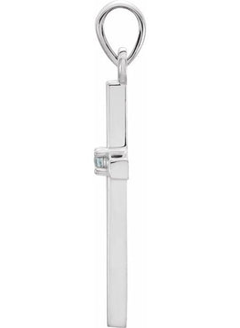 14K White Gold .01 CT Natural Diamond Cross Pendant