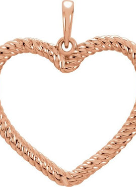 14K White Gold Rope Heart Pendant