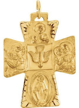 14K Yellow Gold 28x23.5 mm Four-Way Cross Medal