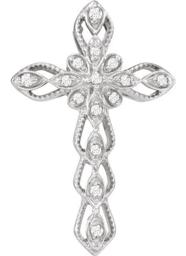 14K White Gold .07 CTW Natural Diamond Cross Pendant