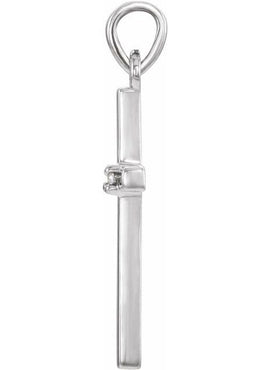 14K White Gold .01 CT Natural Diamond Cross Pendant