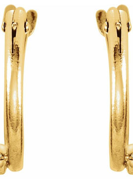 14K Yellow Gold Imitation White Cubic Zirconia 10.5 mm Hoop Earrings