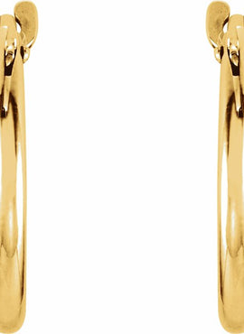 14K Yellow Gold Youth Hinged 12.5 mm Hoop Earrings