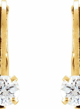 14K Yellow Gold Imitation White Cubic Zirconia Youth Earrings