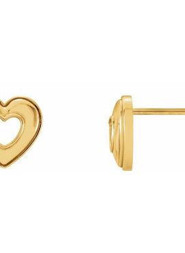 14K Rose Gold Heart Earrings