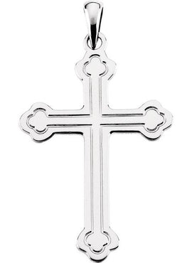 14K White Gold Cross Pendant