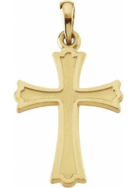 18K Yellow Gold 27x16 mm Cross Pendant