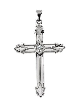 14K White Gold .06 CTW Natural Diamond Cross Pendant