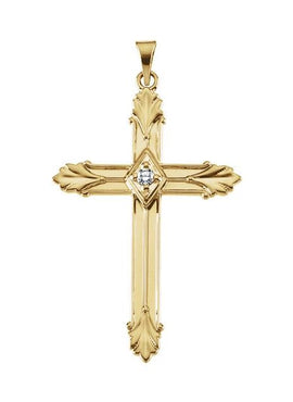 14K White Gold .06 CTW Natural Diamond Cross Pendant