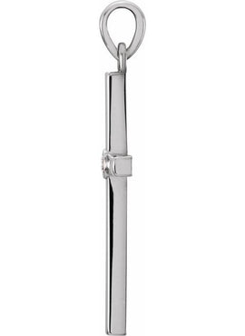Platinum .01 CT Natural Diamond Cross Pendant