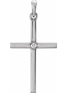 Platinum .01 CT Natural Diamond Cross Pendant