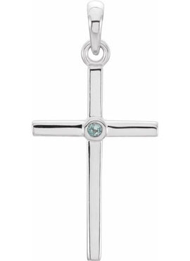 Platinum .01 CT Natural Diamond Cross Pendant